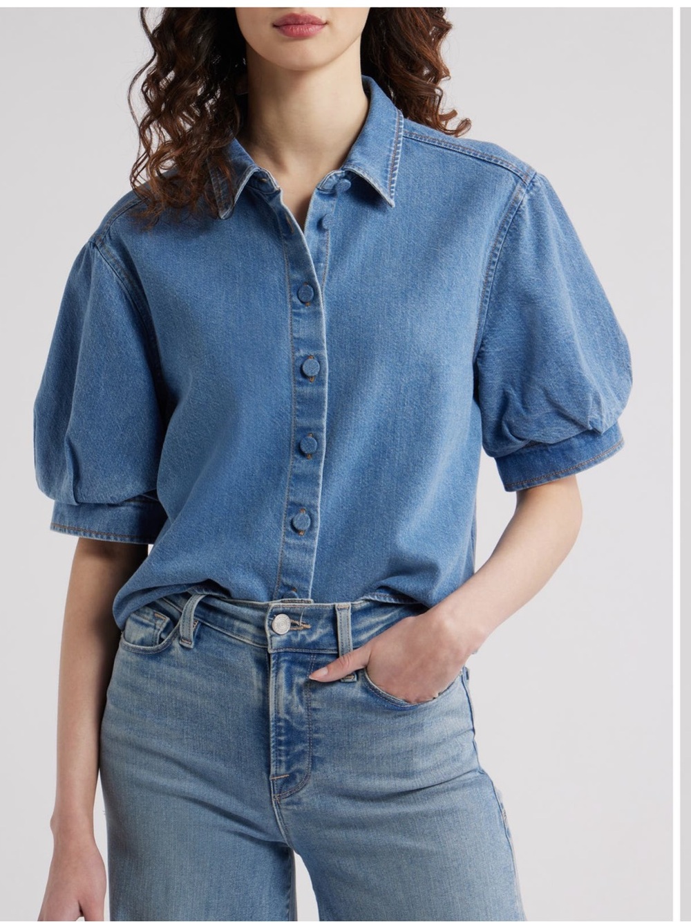 Frame Billow Sleeve Denim Top